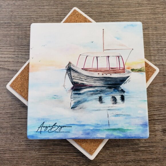 Ocean Sandstone Coasters by Angie Bryan of Angie Bryan Creations - Picture 3 of 8